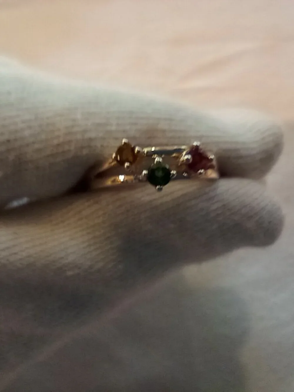 Tricolor tourmaline ring, .925 silver band, size 7 - Picture 6 of 7